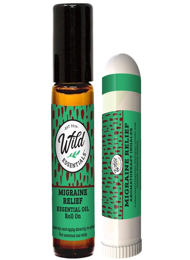 mEssentials Wild Essentials Migraine Relief 2-Pack – Aromatherapy Roll-On & Nasal Inhaler – Basil, Chamomile, Lavender, Marjoram, Peppermint, Rosemary & Wintergreen – On-The-Go Comfort & Relaxation - Image 1